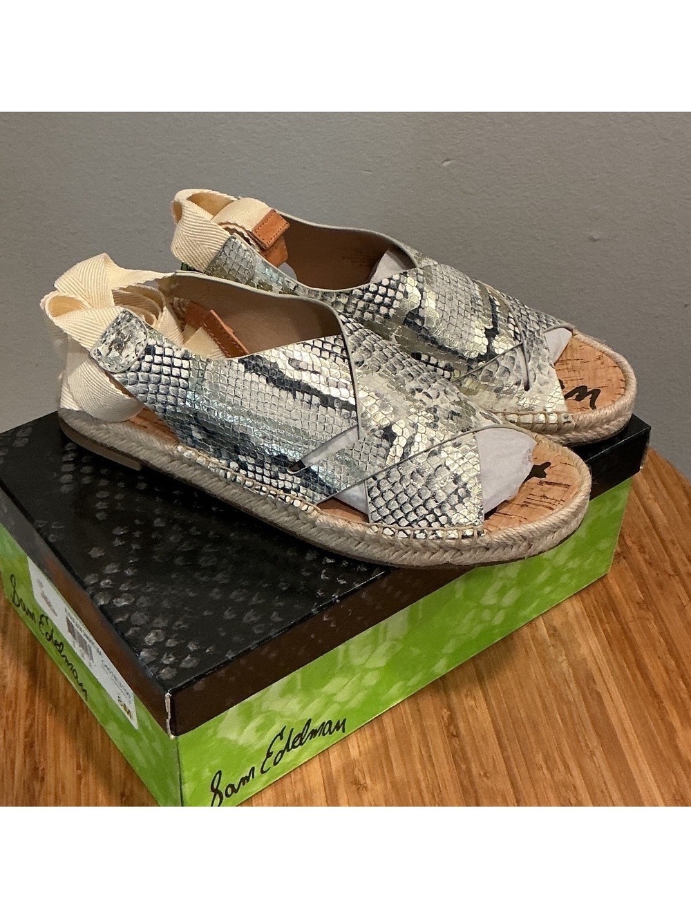 NIB Sam Edelman Alisha Snakeskin Espadrille Sandal, size 8